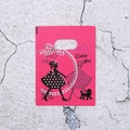 Rose red gift bag with cute girl and poodle cartoon print for clothing shops - Magenta Cute Girl Dog Style (18) / 95 Pieces/Pack