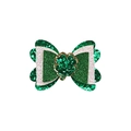 Dettaglio del fiocco per capelli glitter San Patrizio con trifoglio e tocchi dorati - Fiocco di Trifoglio