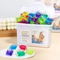 Multi-colored 5-pack laundry beads in a clear box for deep cleaning and long-lasting scent - Single Cavity 8g Mixed Scent (50 Pods/Box)