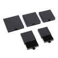 Multiple sizes of black drawer jewelry boxes with foam inserts on white background - 6*6*1.7cm / Black Linen