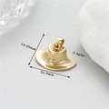 Detailed view of a gold cowboy hat charm with precise dimensions 14.23mm by 21.9mm - Gold Cowboy Hat