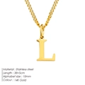 14K gold plated stainless steel initial L pendant necklace, 38+5cm adjustable chain - Letter Style(L) (CDNP014) / Gold