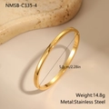 Detail showing 5.8cm inner diameter and 14.8g weight of this gold stainless steel bangle - Simple Steel (NMSB-C335-4)