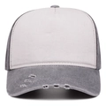 Vintage distressed washed denim baseball cap with white front panel for summer sun protection - Adjustable / Lead