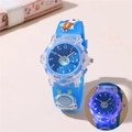 Blue kids analog watch with 3D astronaut rocket strap and LED light function - Sky Blue