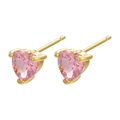 Herz-Ohrstecker mit rosa Zirkonia und hochwertiger 18K Goldbeschichtung für Damen - Gold Rosa Zirkon Stecker