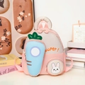 Roze en beige kinderrugzak met konijnenmascotte en 3D-wortelvormig zakontwerp - Roze