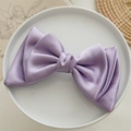 Elegant purple satin layered bow hair clip with soft silky texture and spring clasp - Purple
