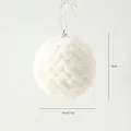 Palla di Natale in peluche bianca con paillettes per decorazioni festive - 8cm Palla di Pelliccia Bianca