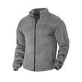 Men's slim fit stand collar fleece jacket in charcoal grey featuring soft polyester fabric - S / Dark Gray
