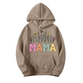 Brown Mama Est 2025 Coquette Hoodie in khaki cotton blend with floral letter print - Camel