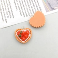 DIY resin strawberry tart pendants with heart shape and metallic loop for handmade jewelry - 1Pc Resin Strawberry Cream Cake