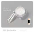 Polvere per unghie argento chiaro di luna YG007 con applicatore per effetto specchio metallico - YG007 Argento Chiaro di Luna (Base Lattescente/Riflesso Argento)