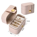 Portable pink faux leather jewelry box with mirror and gold buckle for rings - Small Ring Box (Cherry Blossom Pink)