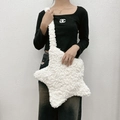 Sac bandoulière en peluche blanche en forme d'étoile pour femme style décontracté - Blanc