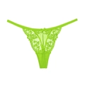 Fluorescent green lace thong for women featuring dot mesh texture and floral embroidery - Fluorescent Green (Panty Only)