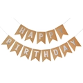 Kraft paper Happy Birthday banner with silver foil letters and dovetail flag design - Kraft Paper Silver Foil Fishtail