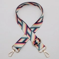 Adjustable pink and yellow geometric nylon shoulder strap with gold metal lobster clasps - No. 607 Gold Hook