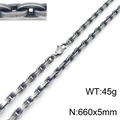 Vintage silver titanium steel oval link chain with lobster clasp for men, 660x5mm - Oxidized Black (KN230512-KFC)