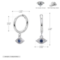Specifiche dettagliate delle dimensioni per orecchini a cerchio evil eye in argento 925 - Argento 925 / Argento