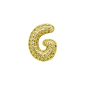 Detailed view of bubble G letter gold charm with pave set zircon stones for DIY jewelry - English Letter G (DB241107-G)