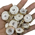 Natural white spiral shell pendants with gold-plated edges and metal loops for DIY necklaces - Style 39