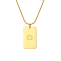 18K gold-plated snake chain necklace featuring rectangular Cancer zodiac sign pendant - Cancer