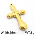 Gold-plated titanium steel cross pendant necklace with polished finish and 45x25mm size - Style 5 Cross (KLJ5634-Z)