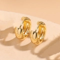 Orecchini a cerchio spessi placcati in oro 14K su una base in pietra testurizzata - Orecchino Liscio-ES2248