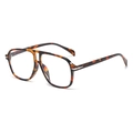 Retro aviator sunglasses with leopard tortoiseshell frames and double bridge design - Leopard/Anti-Blue Light