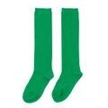 Vibrant green knitted over-knee Christmas socks with a striped texture for girls - One Size (7-12Y) / Green