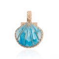 Roségoldener Muschelanhänger mit blauer Emaille und strukturierter Öse für Schmuck - Blaue Meeresmuschel