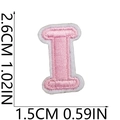 Pink embroidered letter I patch with white border for clothing and bag decoration - I (Pink)