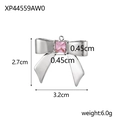 Silver bow pendant with pink gemstone showing detailed product dimensions and weight - XP44559AW0 / Silver with Pink Zirconia