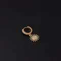Bohemian gold plated sun charm hoop earring with micro-pave cubic zirconia stones - Radiant Bohemian Sun Style (18#)