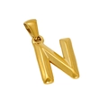 Pendente minimalista con lettera N in acciaio inossidabile placcato oro 18k lucido - Lettera N (N-Pendente)