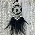 Handmade black dream catcher with natural stone, feathers, and beads for home decor - Obsidian Full Color