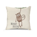 Linen pillow cover with cute cartoon monkey print and Monkey Around text detail - Monkey / 45*45cm Without Core