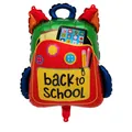 Colorful backpack shaped foil balloon with back to school motifs for classroom decoration - Colorful Printed Backpack Shape