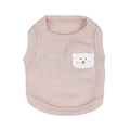 Pink waffle knit pet vest with cute bear patch for small dogs summer breathable wear - M / Beige Apricot