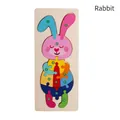 Wooden rabbit puzzle for toddlers with colorful numbered blocks for early learning - Rabbit
