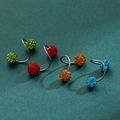 Detail of colorful disco ball spiral earrings in green, red, amber, and blue crystals - Style 11 / 4 Pcs Pack / Multicolor