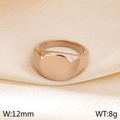 Anillo de sello pulido en oro rosa de 18K, superficie redonda de 12mm, acabado premium - US 7 / Oro Rosa 12mm