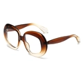 Lunettes rondes oversize avec monture complète dégradée du marron au champagne tendance - Dégradé Marron Blanc