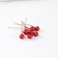 Sparkly red glitter artificial berry stems for festive home decor and gift box crafts - 10mm / Red