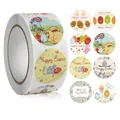 Easter bunny and colorful egg stickers roll with Happy Easter text 2.5cm size - Happy Easter Celebration Series (K-193) / 500 Pieces/Pack (Diameter 2.5cm)