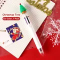 Christmas tree multicolor pen with six vibrant ink colors on a holiday background - 6 Colors Christmas Tree