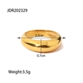 Polished 18K gold-plated dome ring showing 2.2cm diameter and 0.7cm band width detail - Wide Dome Gold Ring-#7 (JDR202329-7)