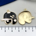 Pendentifs casque de baseball en émail noir et alliage doré pour création de bijoux DIY - Casquette Noire (19637)