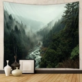 Detail of bohemian forest tapestry with misty valley and river in a stylish room setting - Gt250015 / 73X95CM (Brushed Fabric)